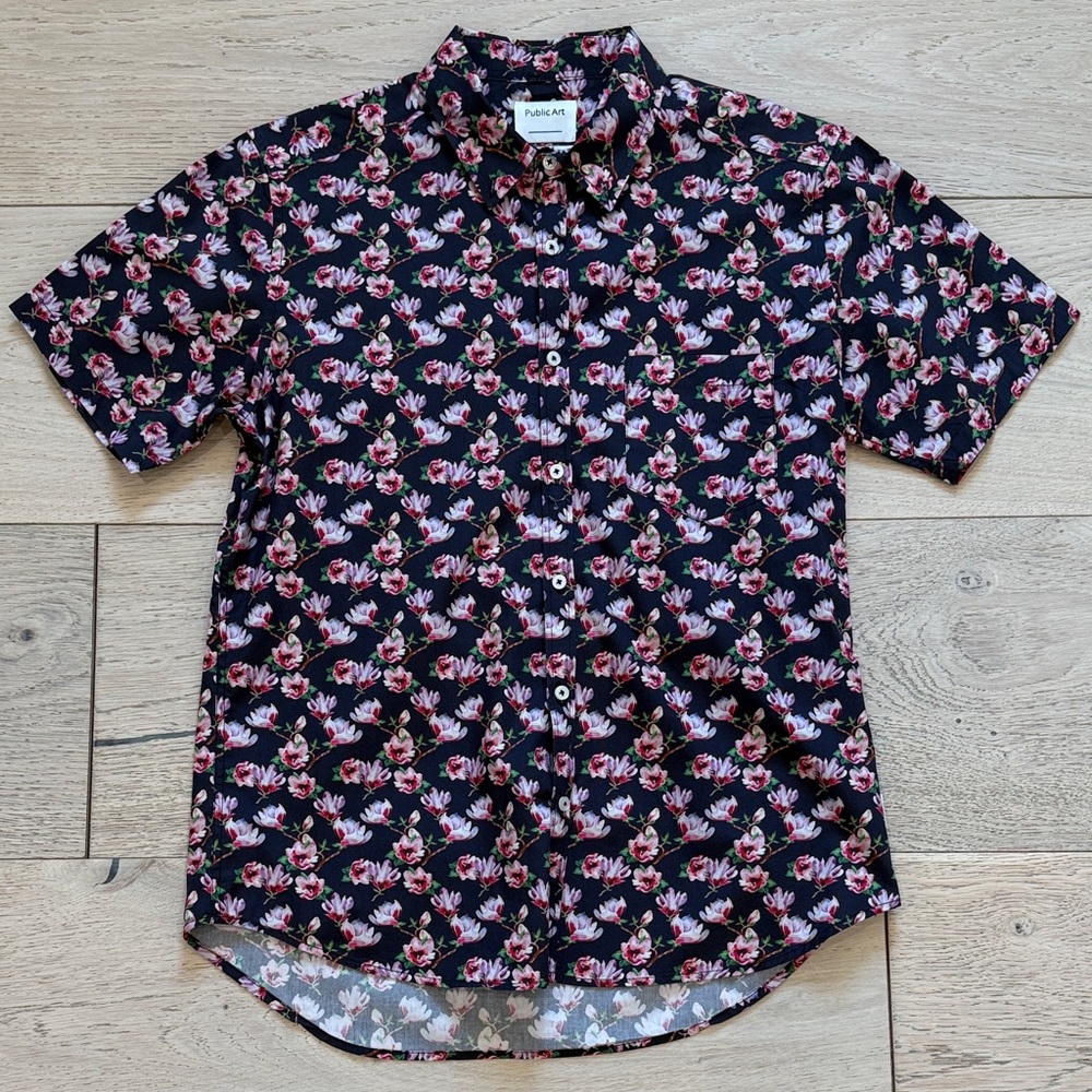 Public Art Floral Print Button Down Shirt in Size Small
